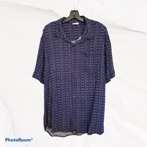 LuLaRoe Michael Button Down Shirt Blue & White 2XL
